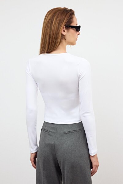 SHERIN Λευκό μπλουζάκι με λαιμόκοψη Basic Body