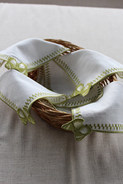 YXL HOME Linen Embroidered Presentation Set of 2 Cocktail Napkins Coffee Side Coasters