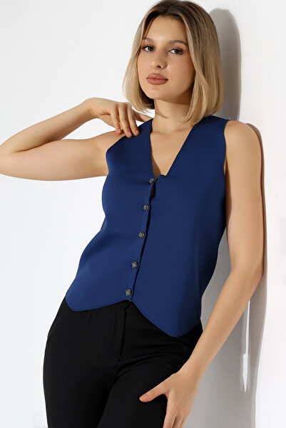 Devinka Women's V-Neck Buttoned Knitwear Vest