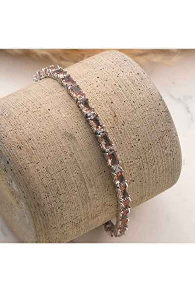 BlackCraft ​925 Ayar Gümüş Kare Zultanit Taşlı Kadın Bileklik modern