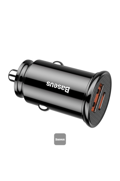 Baseus Baseus 30W Dual USB-A & UBC-C Car Charger - Black