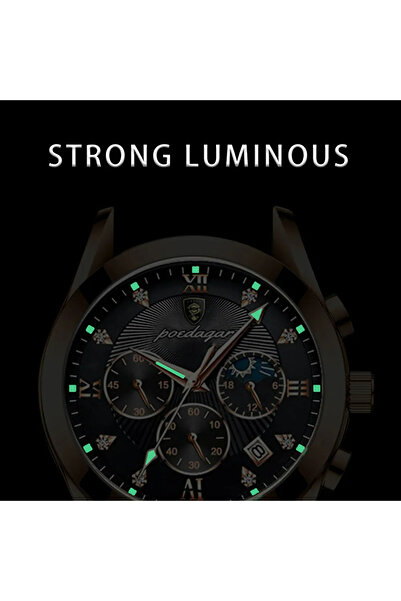 POEDAGAR Ανδρικό Ρολόι Quartz με Φωτεινούς Δείκτες, Αναλογικό, Καφέ Δέρμα