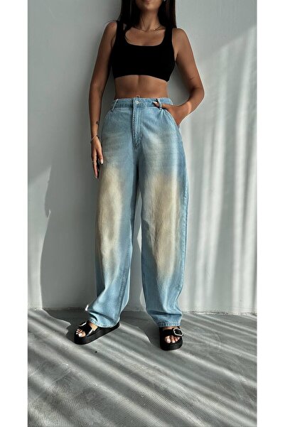 ZDN JEANS Kadın Balloon Orta Mavi Skater Jean W1847