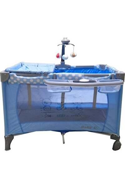 Baby Care PRO FMAT Foldable Baby Crib and Playpen, 2 Height Levels, With Melodies and Changing Table