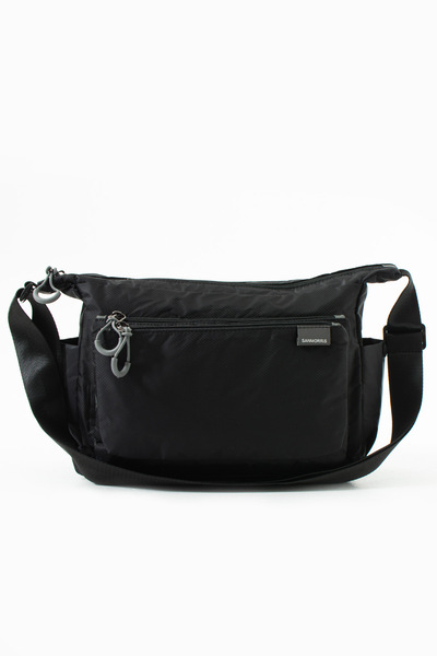 Sanmorris Women's 3-Eye Parachute Fabric Adjustable Crossbody Strap Black Shoulder Bag