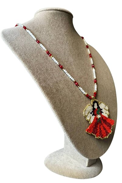 Uretti - Özlem 9422 7323 Handmade Angel Figured Necklace with Sand and Crystal Bead Detail