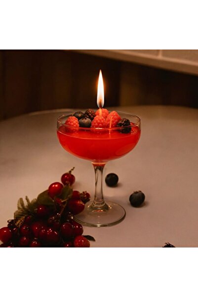 aralmini Dekoratif Kokteyl Mum El Yapımı Aromaterapi Mum Orman Meyveli Jel Mu...