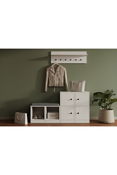 Nettrends Ayakkabılık Bankı ve Askı Raflı Minimal Duvar Dekoru Antre Portmant...