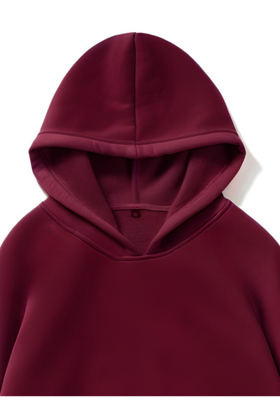 MOONBULL Unisex 3 İplik İçi Pamuklu Kapüşonlu Düşük Kol Oversize Kanguru Cep Sweatshirt