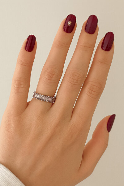 TAKIŞTIR خاتم فولاذي قابل للتعديل بتفاصيل حجر فضي