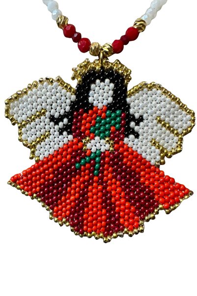 Uretti - Özlem 9422 7323 Handmade Angel Figured Necklace with Sand and Crystal Bead Detail