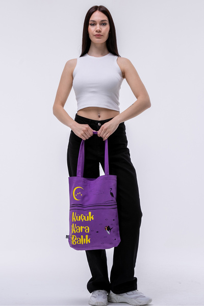 KOSTEBAG Samed Behrengi Küçük Kara Balık 340gr Gabardin Kumaş 35x40x8cm Bez Çanta