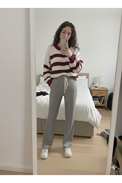 Ceylen سترة نسائية مخططة كبيرة الحجم