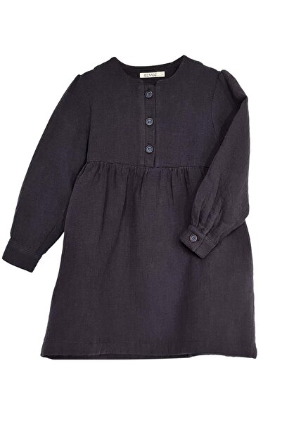 Ozmoz By Mukadder Özden Organic Muslin Fabric Anthracite Spring Girl's Dress