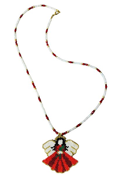 Uretti - Özlem 9422 7323 Handmade Angel Figured Necklace with Sand and Crystal Bead Detail