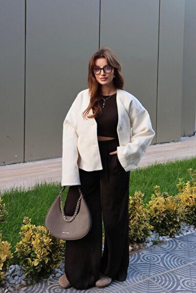 BAŞARAN Ecru Morris Gray Cashmere Jacket