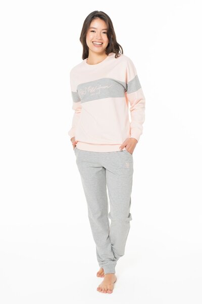 U.S. Polo Assn. Set de pijamale pentru femei cu mâneci lungi și decolteu rotu...