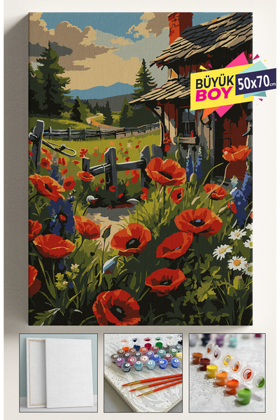 Genel Markalar Sayılarla Boyama Seti Numaralı Tuval Fırça Boya Dahil Kasnaklı...