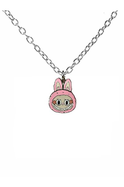 Yuchicly قلادة للرجال والنساء بتصميم شخصية لابوبو الوردية - لطيفة وملونة وممتعة