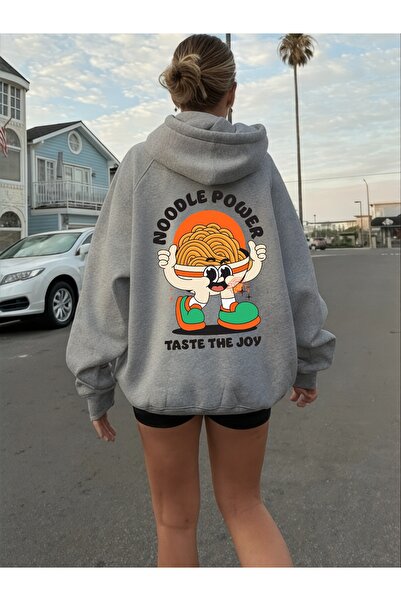 ArtYus Unisex Noodle Power Colorat Special cu imprimeu Bumbac supradimensionat cu glugă Swea tricou