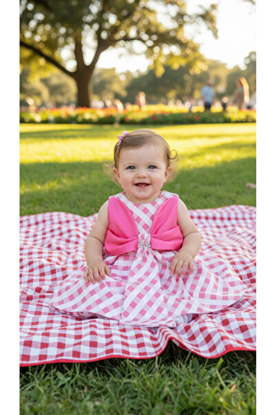 Jolanda Plaid Patterned Bow Baby Dress