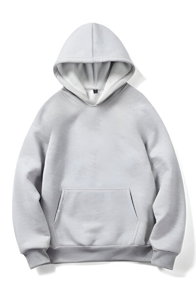 MOONBULL Unisex 3 Thread Inner Cotton Hooded Low Sleeve Oversize Kangaroo Pocket Sweatshirt