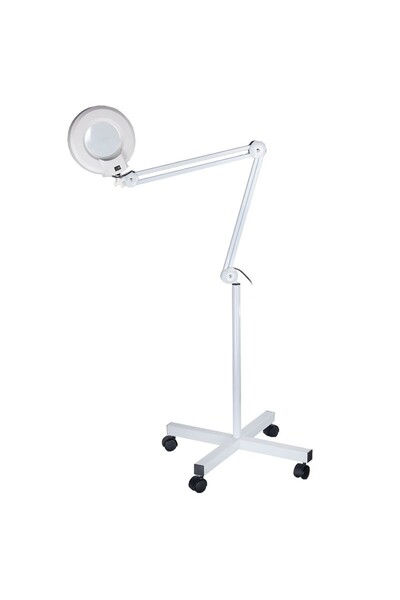 BEAUTY SYSTEM Lampă cosmetică profesională, lupă 5 dpi, braț reglabil, 22W, trepied cu roți