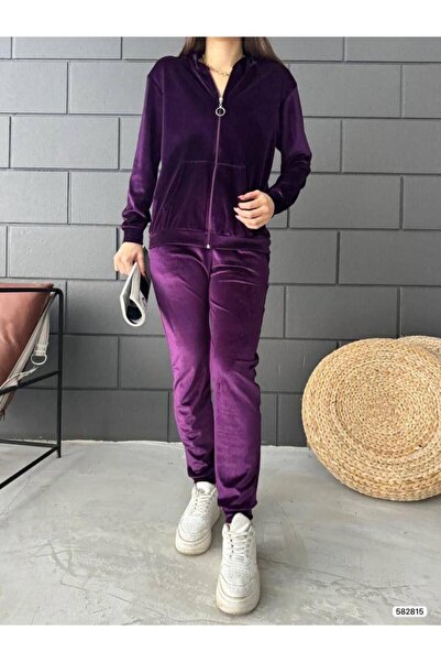 Modafeminen Velvet Tracksuit Set 582815 Purple