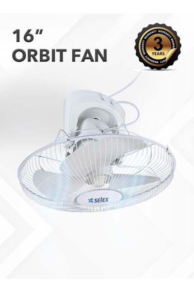 SELEX 16" Orbit Fan - High Air Delivery & 3-Speed Oscillation with Overheat Protection, 3 Year Warra