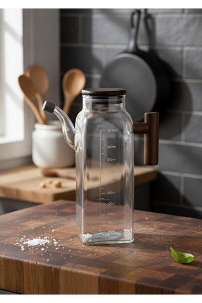 HomeTarz Cam Yağlık - Akasya Kulplu 1 Litre - Kare