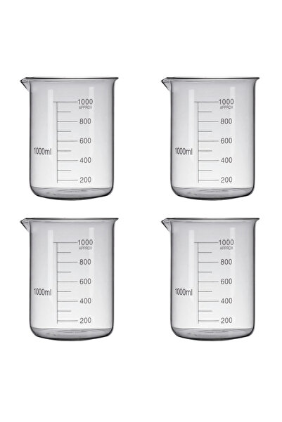 BTRLAB Beher Cam Kısa Form 1000 ml - 4 Adet