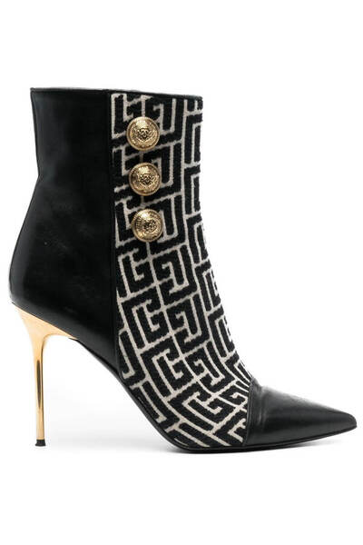 BALMAIN RONI MONOGRAM JACQUARD ANKLE BOOTS