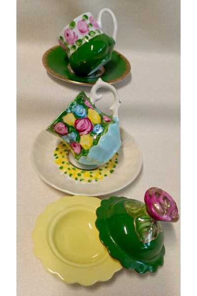 BY.RAYKA PORSELEN El Dekor Second-Class Cups and Turkish Delight Bowl No Refunds)