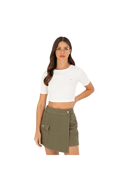 U.S. Polo Assn. Women's Ecru Crew Neck Crop T-Shirt