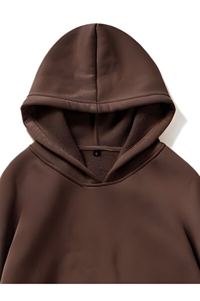 MOONBULL Unisex 3 Thread Inner Cotton Hooded Low Sleeve Oversize Kangaroo Pocket Sweatshirt