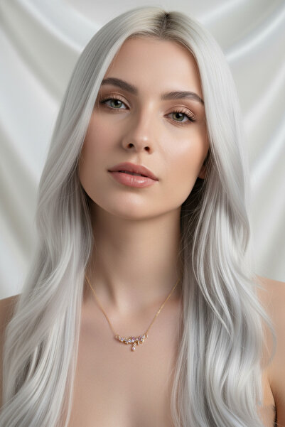 özgül takı ve tasarım Stainless Steel Gold Color Zircon Stone Bowknot Women's Necklace