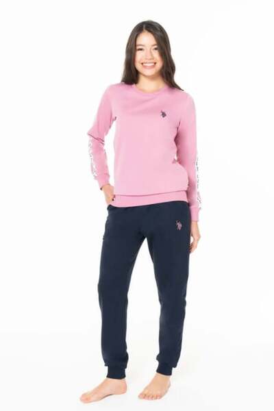 U.S. Polo Assn. Set de pijamale cu mâneci lungi guler rotund pentru femei, ȚE...