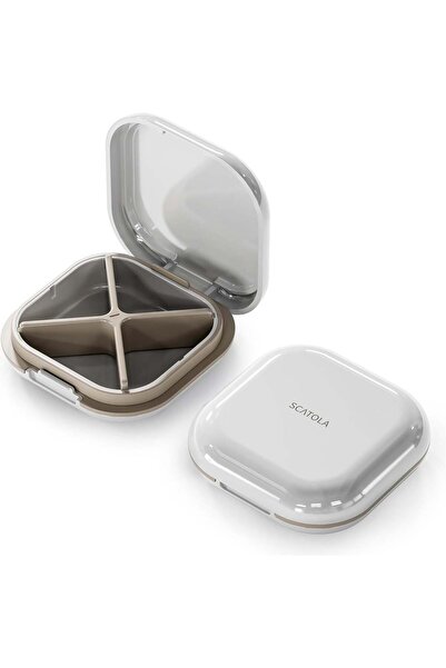 zidmed علبة صغيرة للأدوية - منظم أدوية محمول للسفر بأربعة أقسام | ديلي كومباكت