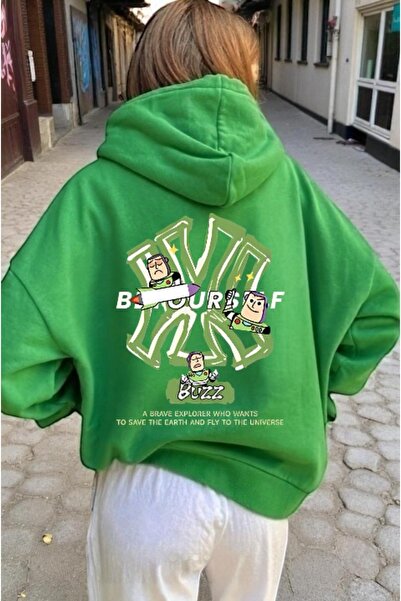 ArtYus Φούτερ Unisex Buzz NY Colorful Special με τύπωμα Cotton oversized με κ...