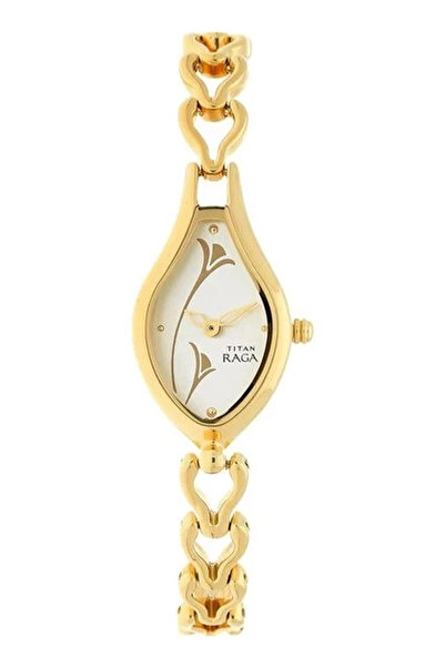 Titan ساعة نسائية تناظرية بمينا أبيض - 2457YM01