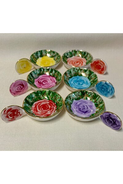 BY.RAYKA PORSELEN El Dekor PORSELEN EL BOYAMA 6LI LOKUMLUK SETİ
