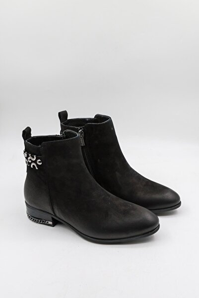 Venüs Kadın Hakiki Deri Kısa Topuklu Bot 2152712K - Siyah - 36