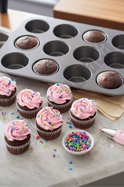 seç al burada 12'li Cupcake ve Muffin İçin Yanmaz Tepsi - Kek, Kurabiye, Turt...