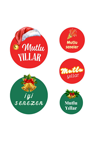 Bimotif Yılbaşı sticker, karışık mutlu yıllar seti, 35 adet (1 sayfa)