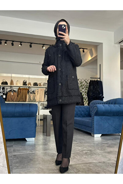 Zühre سترة نسائية من التويد بتفاصيل جيوب 0151