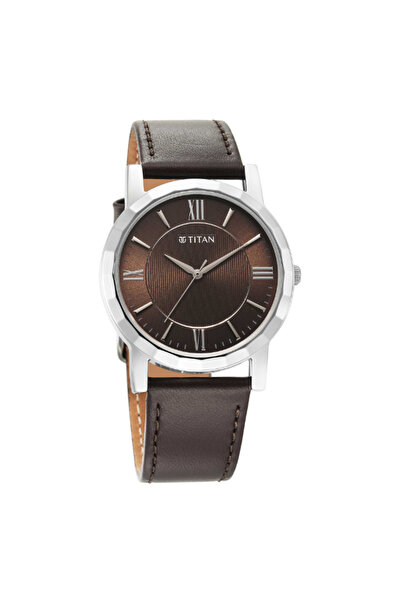 Titan ساعة رجالية تناظرية بمينا بني - 1644SL01