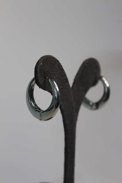 Nefi Jewelry Gümüş renk bombeli küçük boy halka küpe