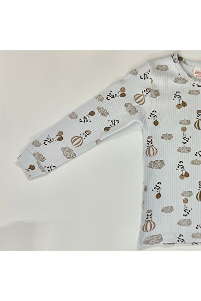 EnBy Kids %100 Pamuk Uzun Kollu Manşetli Panda Desenli Çocuk Pijama Takımı