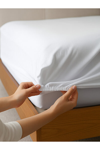 Mamcrazy Single / Double 100% Cotton Ranforce Fitted Sheet Set White