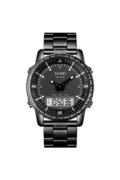 Skmei Ρολόι Χρονογράφος LED Ψηφιακό Quartz Αναλογικό Μαύρο